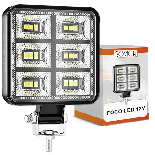 Foco led 12v aluminio abs 18 led 6500K 8.4 cm 3.34' IP65 120% maxima luminosidad faros led tractor 4x4 largo alcance
