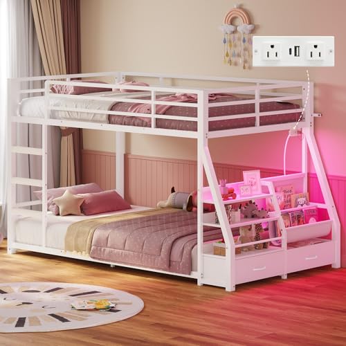 ADORNEVE Low Bunk Bed Twin Over Twin with Sling...