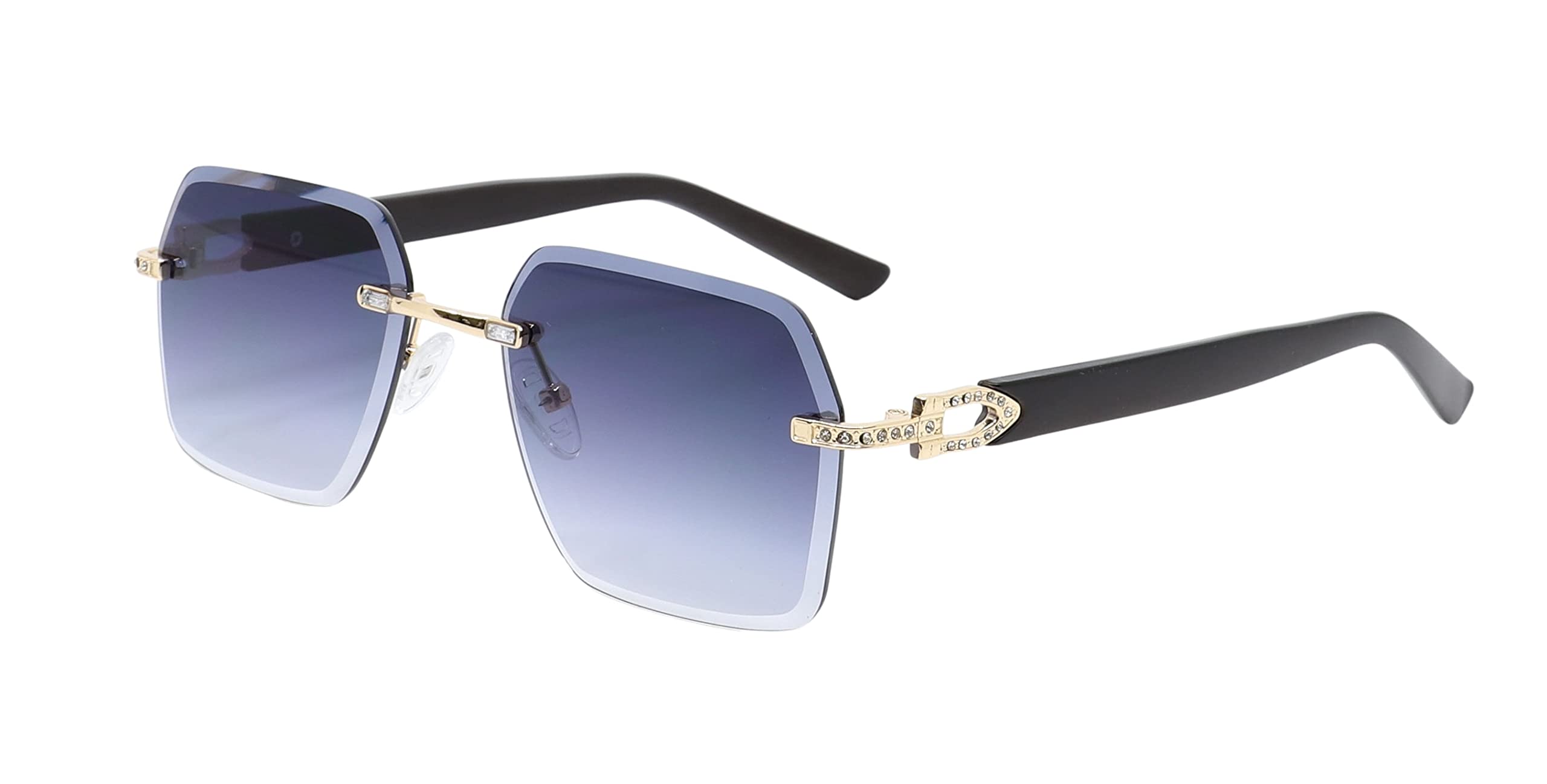 FLAWLESS EYEWEAR Retro Wood Buffs Vintage Style Rhinestones Decorated Sunglasses for Women & Men Fashion Crystal Shades