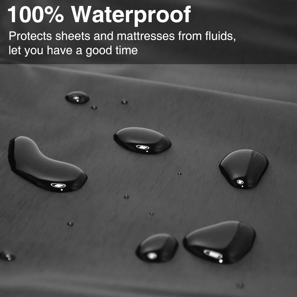 Black Waterproof Fitted Massage Sheet - Oil Water-Based Safe Waterproof Massage Sheet Massage Cover Safe Against Oil & Silicone Hypoallergenic (Black, King)