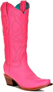 Womens Fuchsia Embroidered Snip Toe Western Cowboy Boots Mid Calf Mid Heel 2-3" - Pink