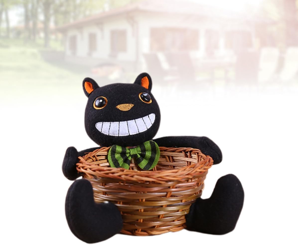 COHEALI Black Cat Halloween Candy Storage Basket, Cloth Strip Room Wedding