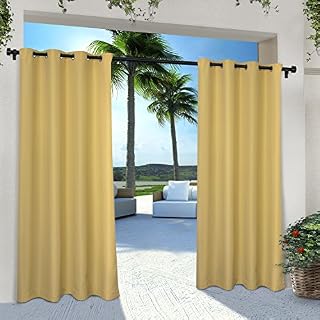 Exclusive Home Curtains Indoor/Outdoor Solid Cabana Grommet Top Curtain Panel Pair, 54x84, Sundress