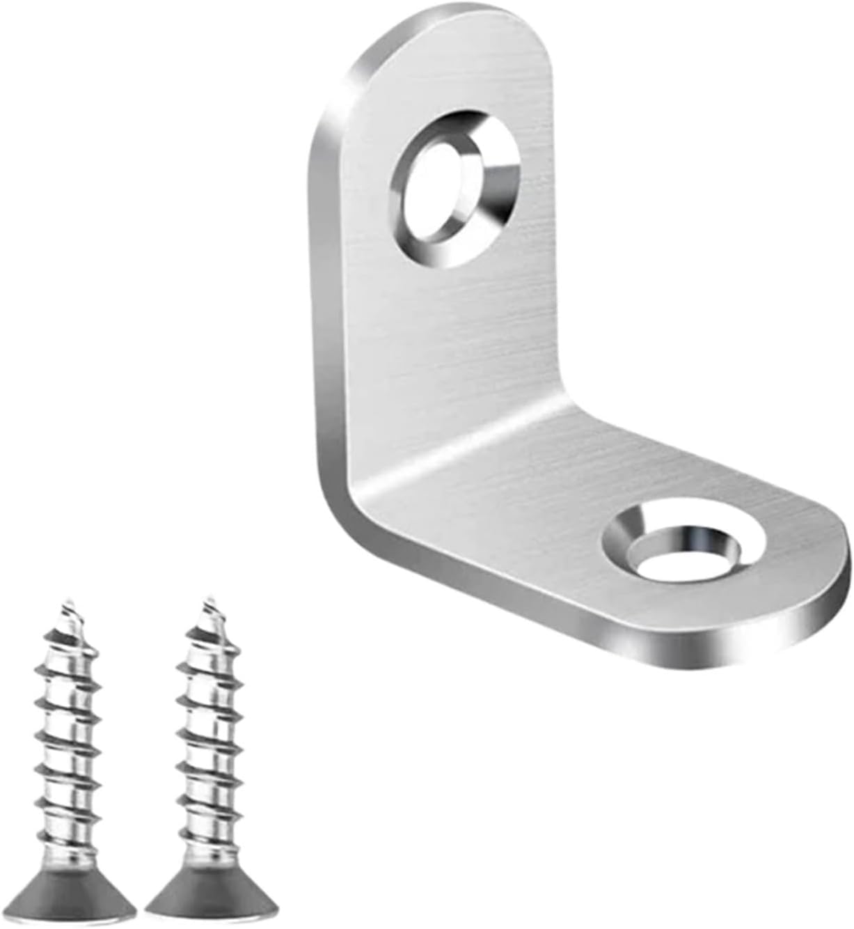 L Brackets Stainless Steel with Screws Cabinet Corner Brace Joint Fastener Wood Screens Shelf Furniture Hardware(1set-16x30mm)