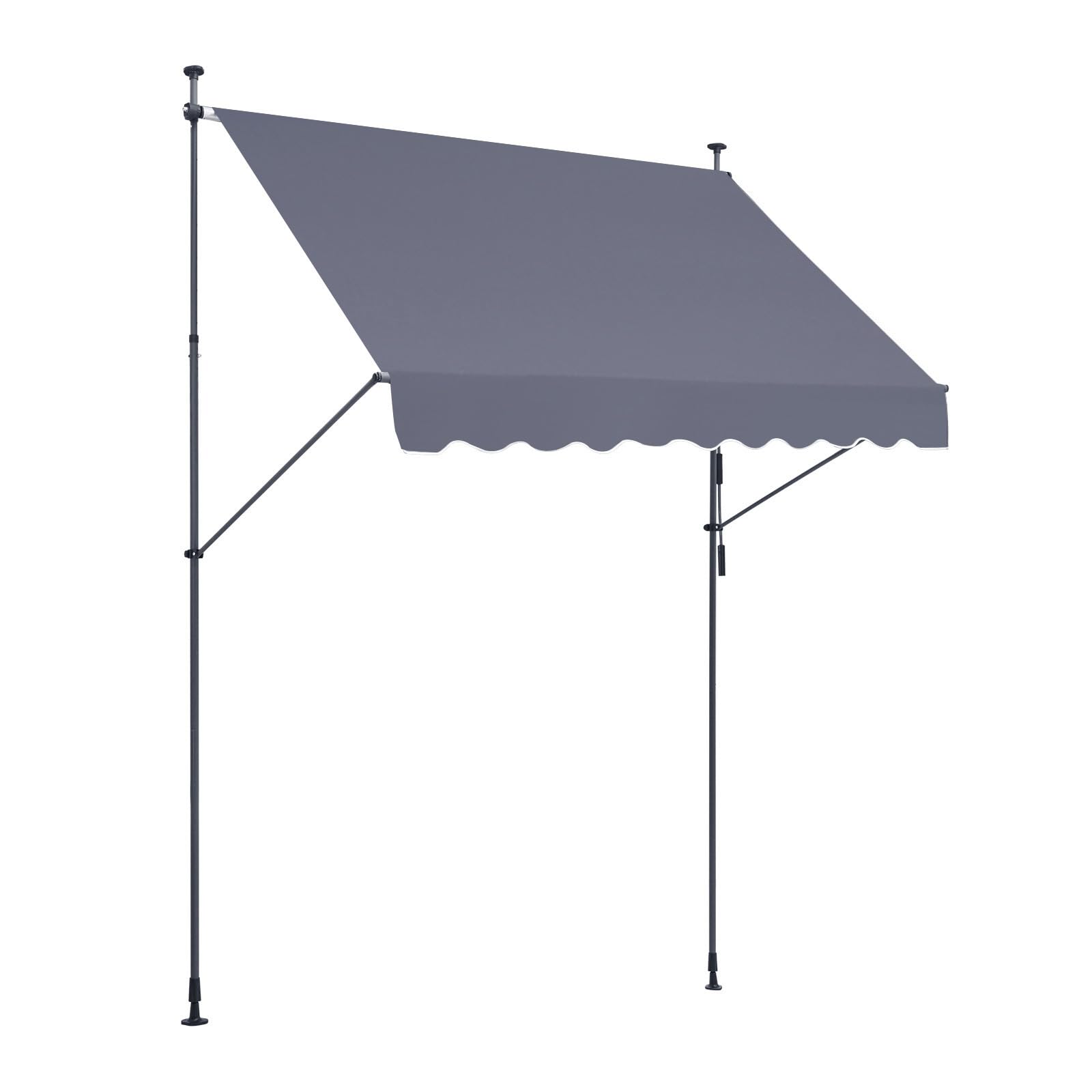 VEVOR Tenda da Terra Retrattile 250 x 120 cm Tenda Manuale con Manovella, Altezza Regolabile 218-310 cm Tenda da Sole per Balcone Esterno Resistente ai Raggi UV, per Terrazza/Balcone/Cortile, Grigio