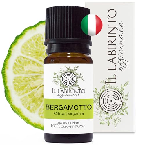 Huile essentielle de bergamote pure d'Italie, Il Labirinto Officinale - Huiles essentielles naturelles - Huile essentielle pour diffuseurs et humidificateurs, aromathérapie - Vegan, Fabriquée en Italie - 10 ml