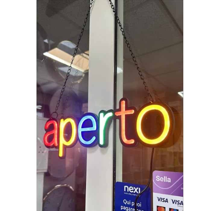 INSEGNA Luminosa A LED Con Scritta - Aperto 48X25X2 CM Con LED Blu - Foto 4