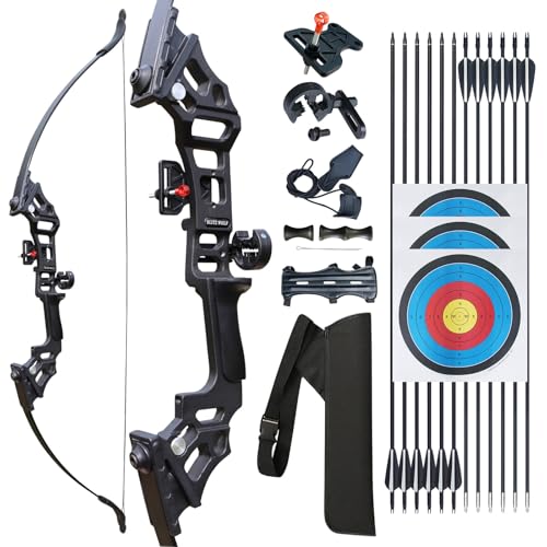 IS-TONGTU Archery Bow Set Recurve Bow and Arrow Adult Set 51' Training Bow Takedown 30 40 50lb Long Bows for Hunting Adult Beginner with 12 Arrows