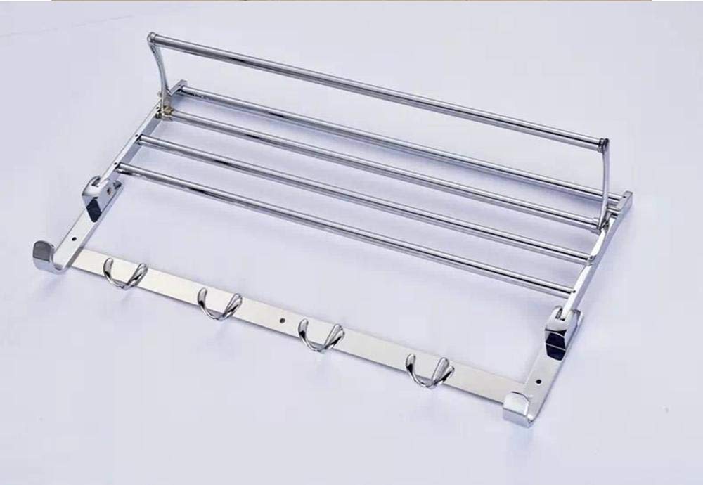 Toalleros Cromado Montado en la Pared Toallero para baño Barra de Cocina, Toallero de Acero Inoxidable 90 Toallero Doble Plegable Estante de Ducha
