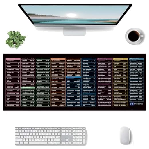 Excel Cheat Sheet Desk Pad,80 * 30cm/31.5 * 11.8in,Excel Mouse Pad Shortcuts,Excel Short Cut Desk Mat,Word/Excel Shortcuts Cheat Sheet Mouse Pad (D)