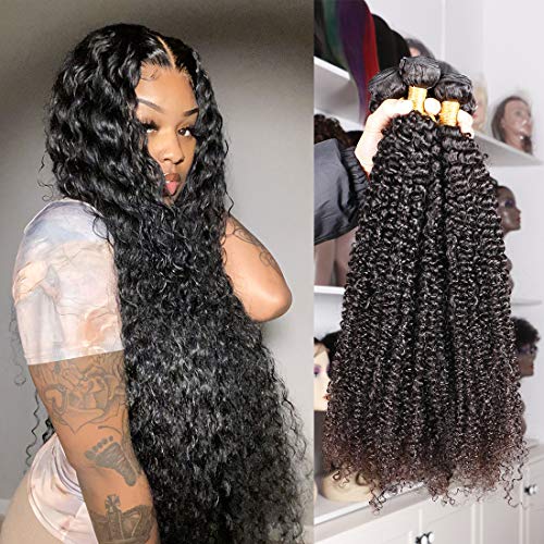 Eiazalin 10A Brazilian Kinky Curly Bundles 20 18 16 14  100% Virgin Jerry Curl Human Hair Bundles Remy Wet and Wavy Human Hair Weave Bundles