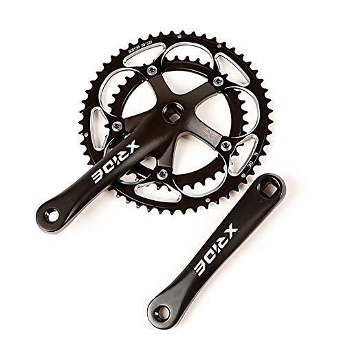 Pédalier vélo alliage d'aluminium double plateau 39-53T ultra rigide noir