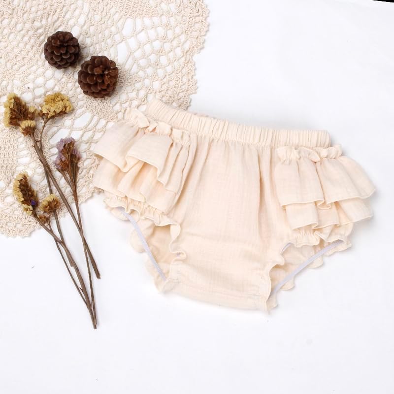 Miniatura 6 de Newborn Infant Baby Girl Cotton Bloomers and Bows Toddlers Ruffle Shorts Diaper Covers Headband Set