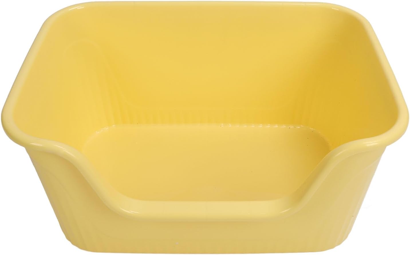Asixxsix Cat Litter Box, Extra Large Open Top High Sides with Groove Design for Large Cats, Easy to Clean Non Stick Inner Wall (Yellow)
