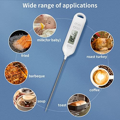 QEIHITYO Meat Thermometer,BBQ Thermometer,LCD Display Digital Food Thermometers,Cooking Thermometer,13.5 cm Long Temperature Probe,5 S Instant Readout,for Kitchen Grill,Milk,Water,Jam,Hot Drinks