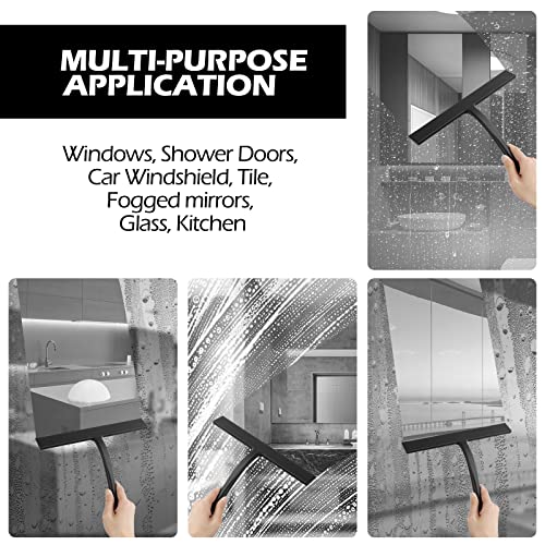 Quniof Squeegee For Shower Glass Door 11" Multi-Purpose Silicone Squeegee For Bathroom, Mirror, Shower Door, Window, Glass, Car And Tile (Black) #TOP5