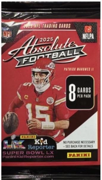 2025 Absolute Football 8 Trading Cards (2 Pack) with 6 Toploaders.
