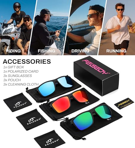 Image of FEISEDY Polarized Sunglasses for Men and Women Lightweight Frame Sun Glasses with UV400 Protection for Driving Fishing B0301