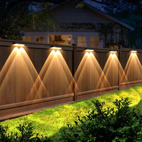 Solar Fence Lights - 2PK Solar Outdoor Light Warm White/Daylight White/Cold White 3 Modes Deck Lights for Outside, Deck Fences, Stair Railings, Pools and Walls