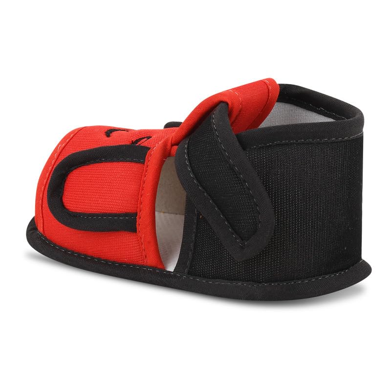 SMARTOTS Pack of 1 New Born Baby Shoes Sandal for 0-9 Months Baby Boy & Girls (Black.Red) 2