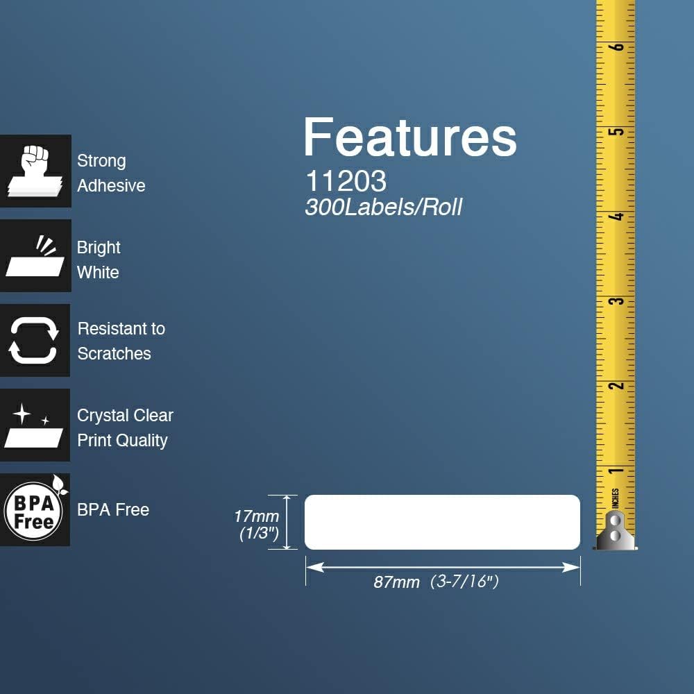 BETCKEY - File Folder Labels Replacement for Brother DK-1203 (0.66 in x 3.4 in), Compatible with Brother QL Label Printers [1 Rolls/300 Labels, Light Blue] - Image 2