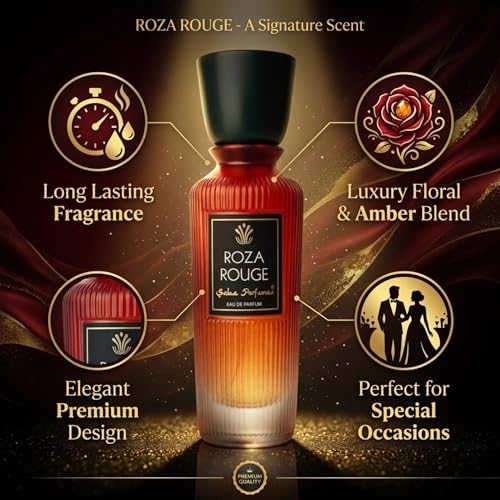 Image of Saba Roza Rouge Perfume 50ml for Men & Women | Long Lasting Unisex Luxury Fragrance | Saffron, Amberwood & Floral Notes | Premium Daily Wear Perfume for Office, Parties & Gifting