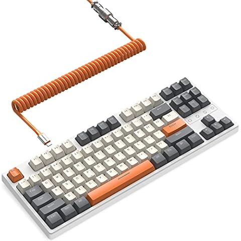 MAMBASNAKE K87 TKL Hot Swappable Wireless Mechanical Gaming Keyboard with Custom Coiled USB C Cable,Triple Mode 2.4Ghz/Bluetooth 5.0/Wired, Red Switches 20 RGB Backlit 3000mAh Battery for PC Laptop Cover