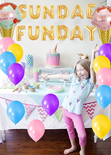 LaVenty Set of 23 Sundae Funday Balloons Banner Ice Cream Party Banner Summer Theme Party Decoration Birthday Baby Shower Decor