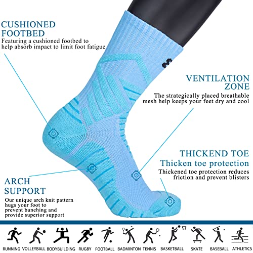 Sevening Colorful Long Basketball Compression Socks - 3 Pack Thick Elite Basketball High Crew Socks For Men&Women, Suitable Team Sport #TOP1