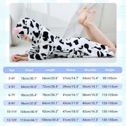 Image of MICHLEY Unisex Boys Girls Hooded Bathrobe Soft Fuzzy Toddler Cartoon Robe Animal Plush Sleepwear for Kids 3-13 Years