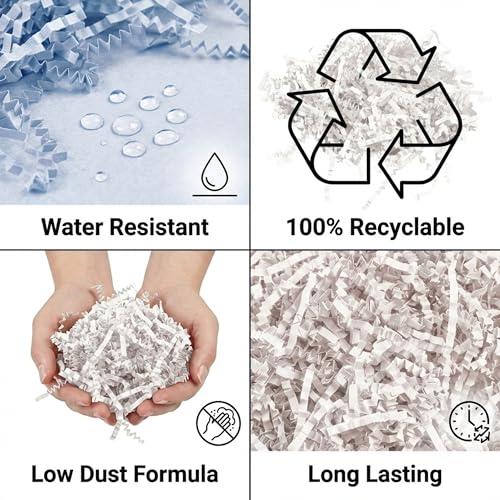Image of Box USA White Crinkle Paper Filler (40lb) - Shredded Paper for Basket Stuffing, Shipping, Packaging, Confetti, Crafts & Holidays - Crinkle Cut