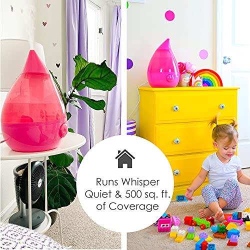 Image of Crane Ultrasonic Humidifiers for Bedroom and Office, 1 Gallon Cool Mist Air Humidifier for Large Room and Home, Humidifier Filters Optional, Pink