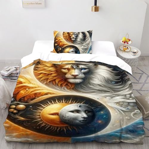Housse de couette tigre 135x200 microfibre imprimé 3D avec zip