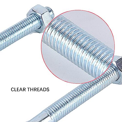 Image of TEN-HIGH U Bolt,6 Sets Galvanized Square U Bolts, U Bolts Accessories with Nuts, Frame Plate, Round Washers for Boat Trailer Hardware Plumbing(M8*80 * 120mm)