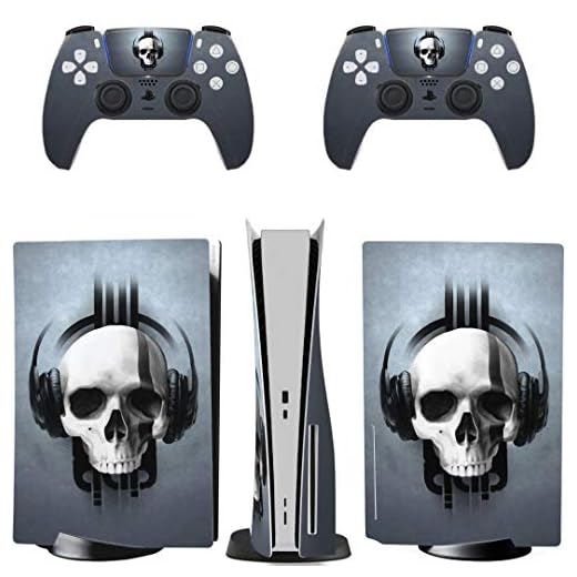 PS5 Konsole und Controller Skin Vinyl Aufkleber Cover für Playstation 5 Konsole und Controller, langlebig, kratzfest, blasenfrei, (Totenkopf)