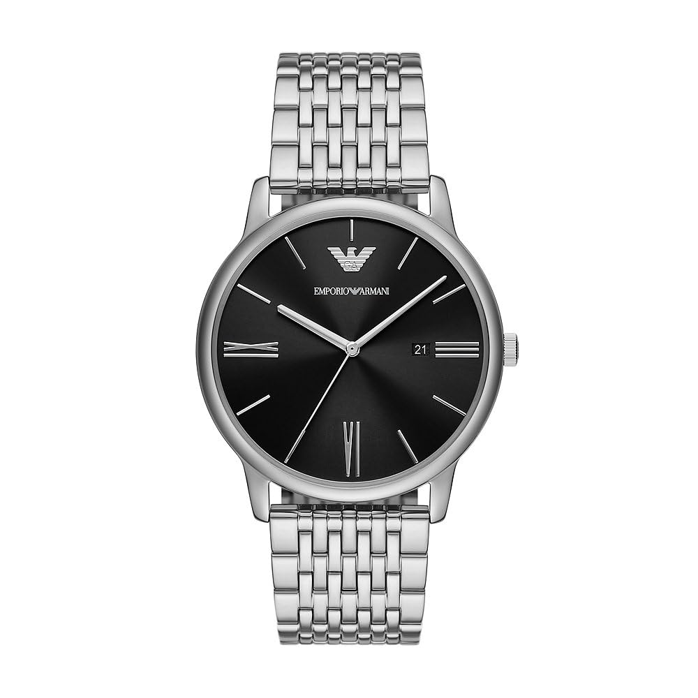 Emporio Armani Multicolored Three-Hand Date Stainless Steel Watch