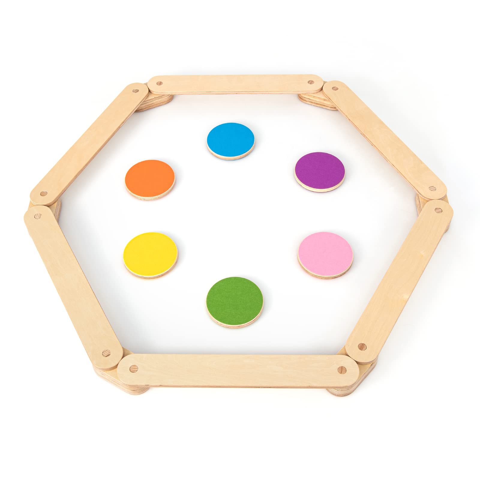 GOPLUS Poutre Équilibre Enfant, 12PCS Parcours de Motricité avec Pierre de Marche, Jouets d'Équilibre Intérieur en Bois, Charge 40 kg, pour 3-7 Ans, Multicolore