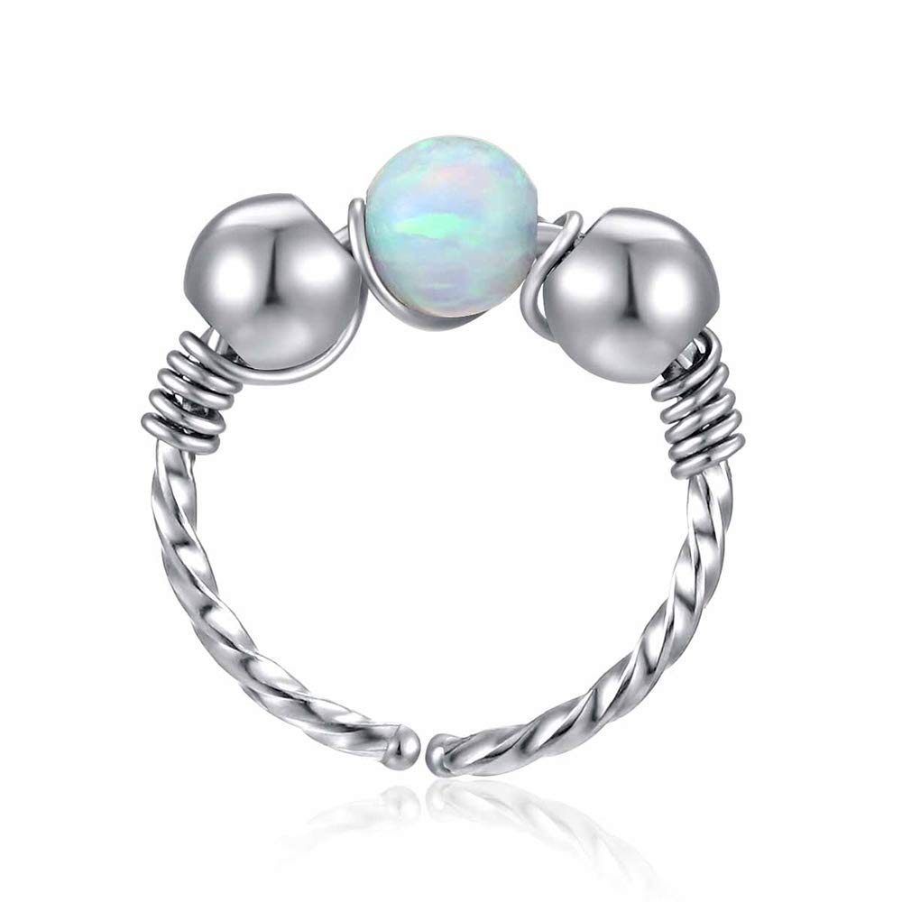 Uni-J Nose Rings Hoop 316L Stainless Steel Cartilage Nose Hoop for Women Helix Earring(Green 8mm)