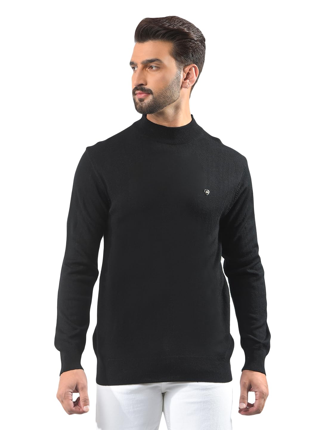 crimsoune club Men's Black High-Neck Knitted Sweater-picture-19