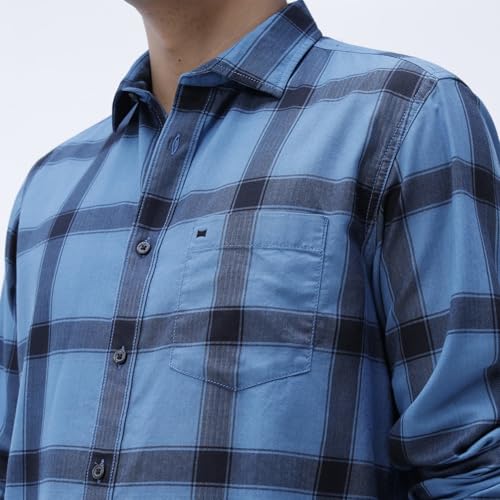 Image of BASICS 100% Cotton Checked Shirt for Men | Slim Fit | Everyday Smart Casual Wear | Full Sleeve