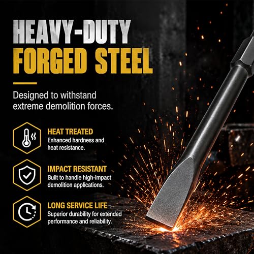 Image of IBELL Breaker Demolition Hammer bit PH65 Flat Chisel width 30mm Length 400 mm for Concrete /Wall Chiselling