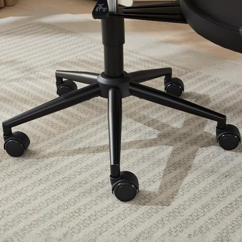 Image of Ergonomic Cross Legged Office Chair with Wheels, ADHD Chair for Adults, Meditation Chair, Yoga Office Chair, Comfortable Back Support, Height Adjustable,Small Spaces,PU Leather-Black-2