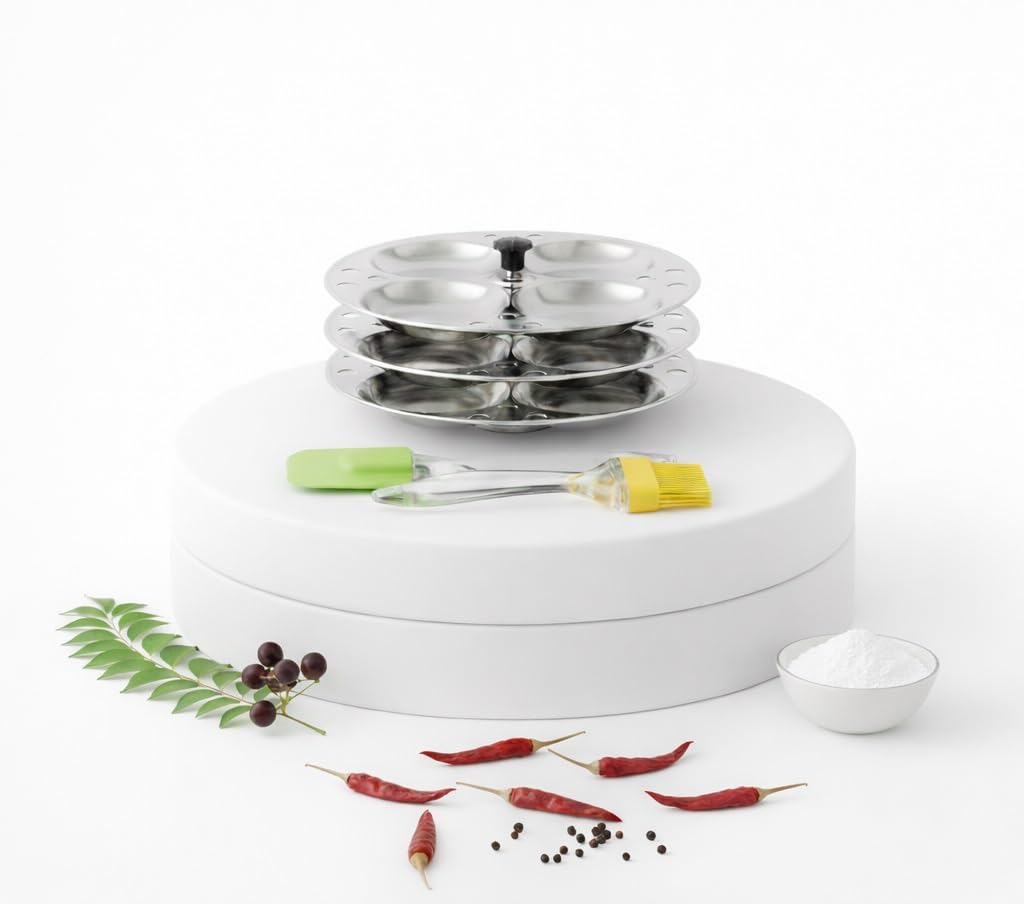 Support à idlis BRACOP en acier inoxydable avec 3 assiettes rondes
