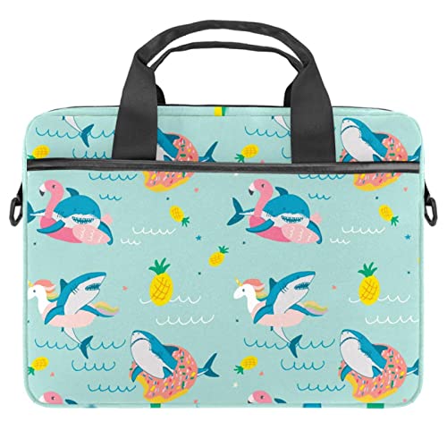 Sacoche bandoulière flamant rose antichoc pour PC 13,3 et 14,5 pouces avec rangement zippé