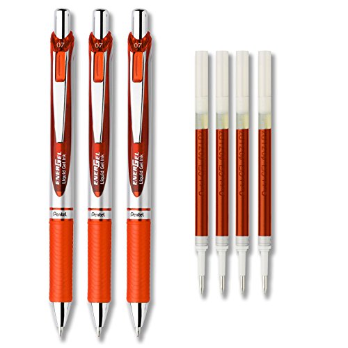 Stylo gel Pentel Energel RTX orange 0.7mm pour écrire sans bavure ni fatigue