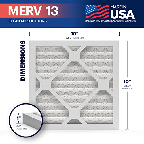 Image of BNX TruFilter 10x10x1 Air Filter MERV 13 (6-Pack) - MADE IN USA - Electrostatic Pleated Air Conditioner HVAC AC Furnace Filters for Allergies, Pollen, Mold, Bacteria, Smoke, Allergen, MPR 1900 FPR 10