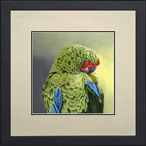 Silk Art 100% Handmade Emboridery Framed Green Parrot Painting Oriental Wall Hanging Art Asian Decor Still Life Artwork Picture Gifts