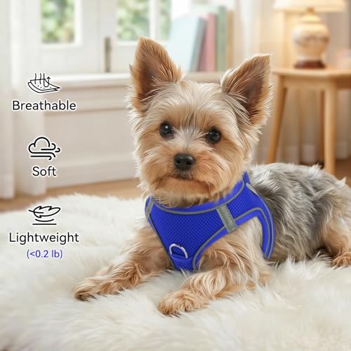 Joytale Hundegeschirr, Reflektierend Weich Gepolstert Hunde Geschirr, Air-Mesh Atmungsaktiv Brustgeschirr für Mittelgroße Hunde, XL, Königsblau