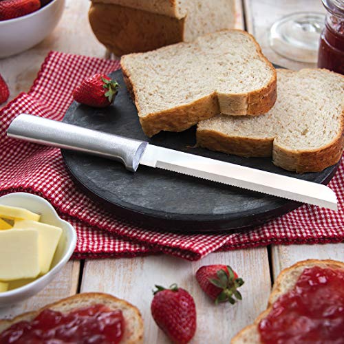 RADA Bread Knife Stainless Steel Serrated Blade with Aluminum, 6 Inches
