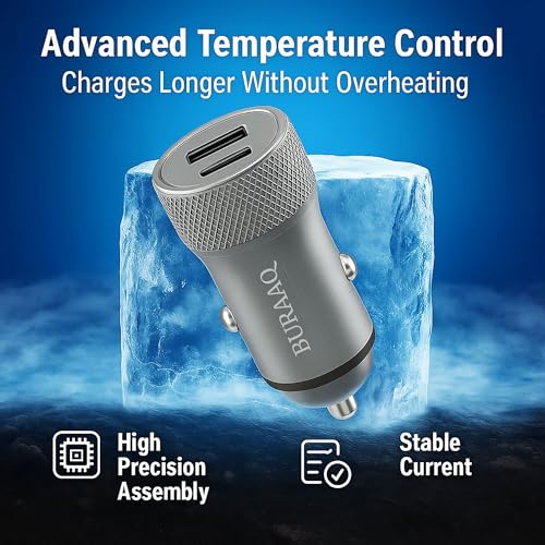 Image of 65W Car Charger| Dual Output -65W USB & 25W PD Port| Car Mobile Charger|SUPERVOOC & Ultra Fast| Compatible with Samsung, iPhones, Oppo, OnePlus, Realme,Mi | Car Charger Type C|BIS Certified